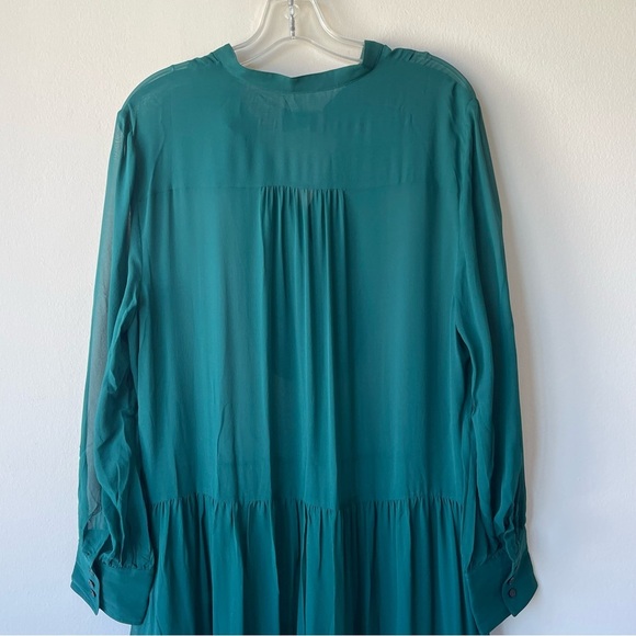 J.CREW Tuxedo Dress Oversized Langenlook 100% Silk Green Size 16 - Picture 7 of 13